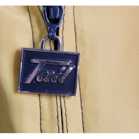 Vintage 90s Tail Windbreaker Jacket Coat Sz S Yellow Navy White Classic Lined - Picture 3 of 9